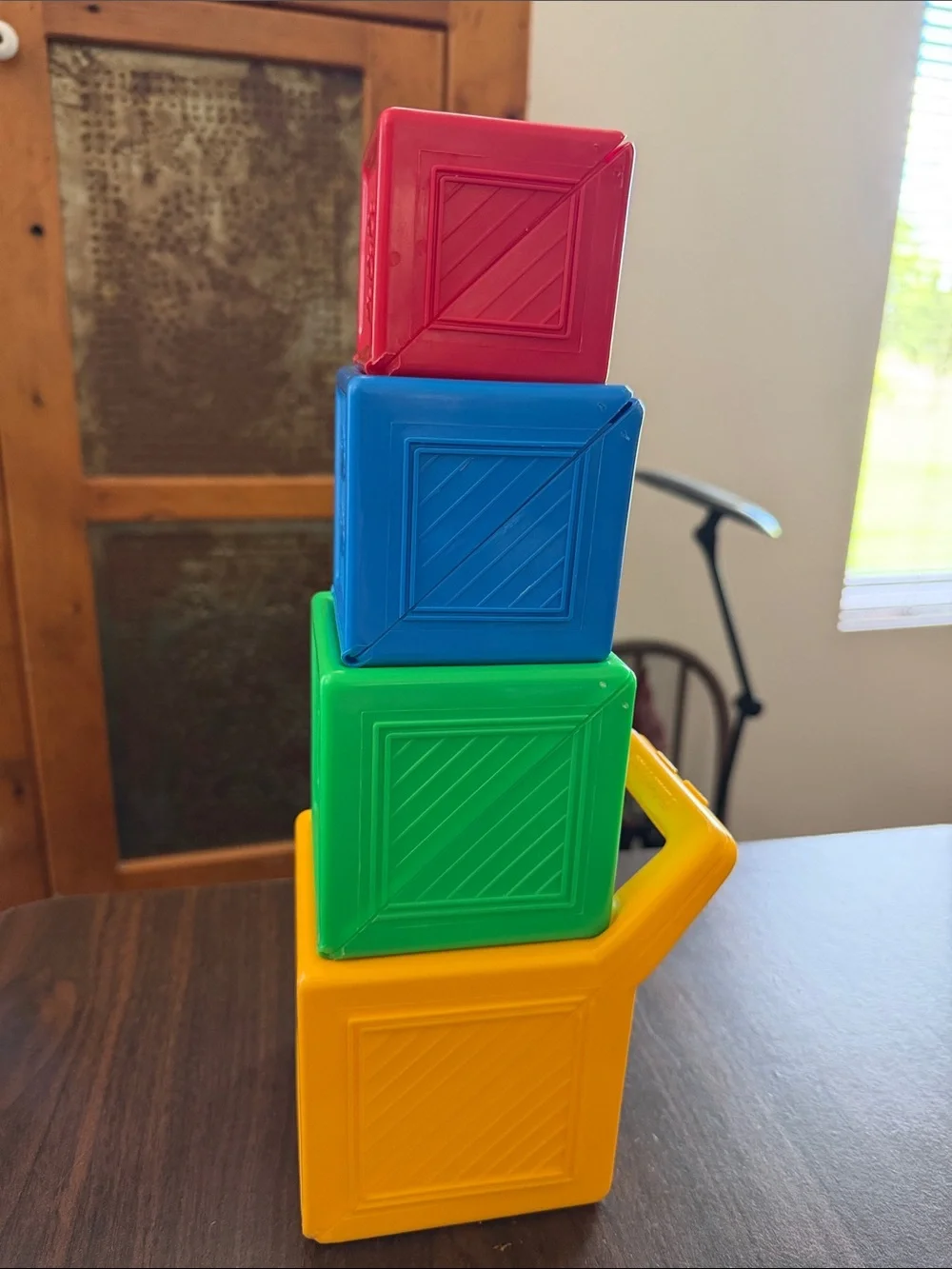 Vintage 1980s Fisher Price Nesting Triangles Stacking Toy - Blocks